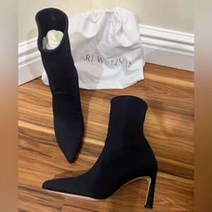 NEW Stuart Weitzman Rapture Navy Blue Above Ankle Sock Booties Women’s Size 7.5